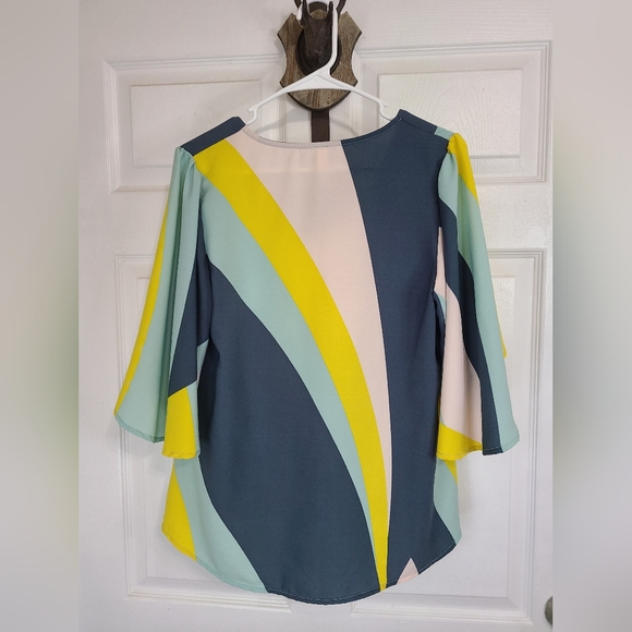 Tyeche Woman's Three Quarter Sleeve Spring Blouse, Size: Small Color: Striped - Picture 8 of 10